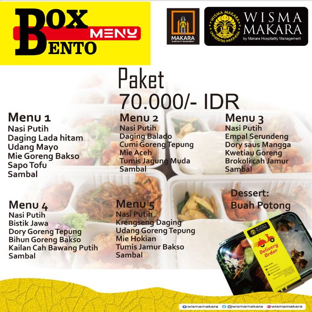 Paket Bento Exclusive Wisma Makara Harga Untuk Orang